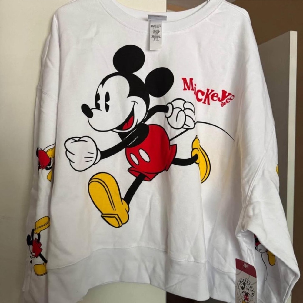 Disney White and Red Mickey Mouse Sweatshirt